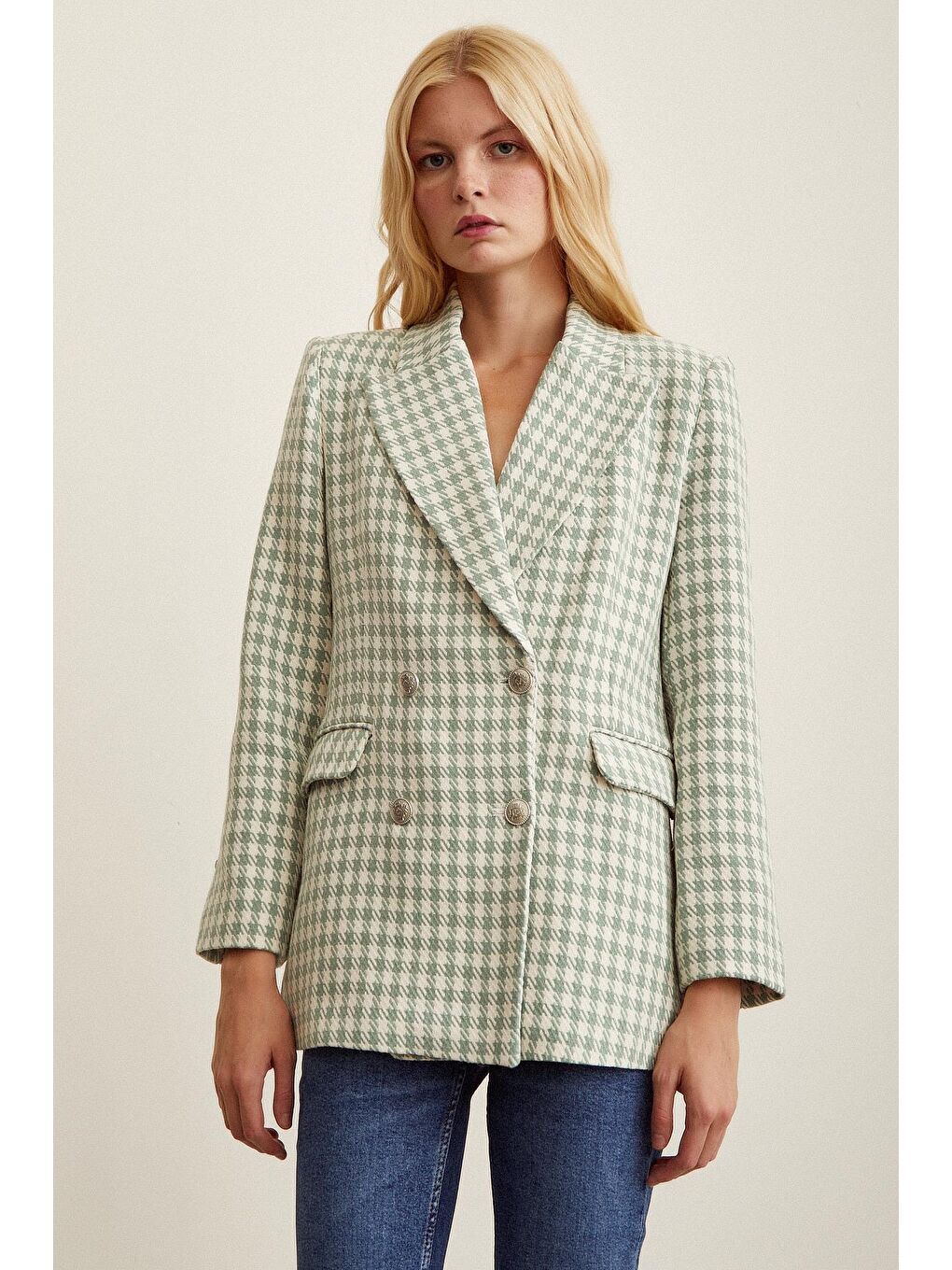 Yeşil Kazayağa Blazer Ceket-2