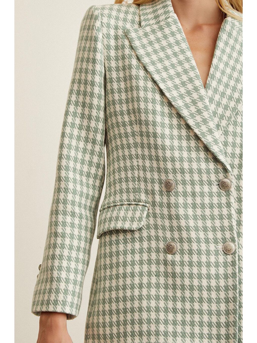 Yeşil Kazayağa Blazer Ceket-3