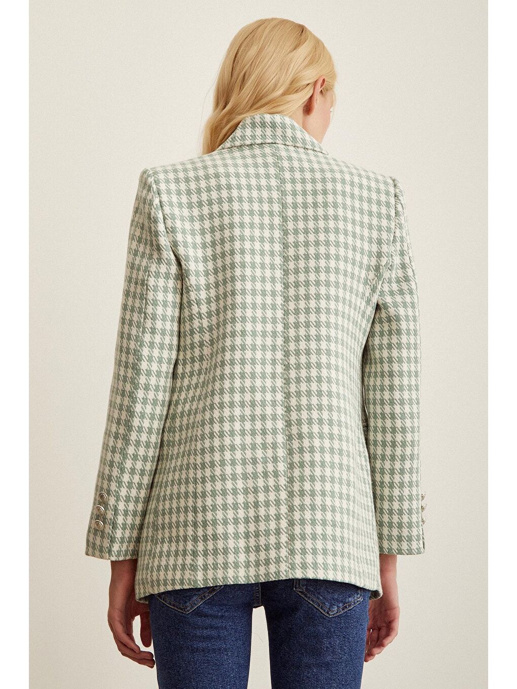 Yeşil Kazayağa Blazer Ceket-4