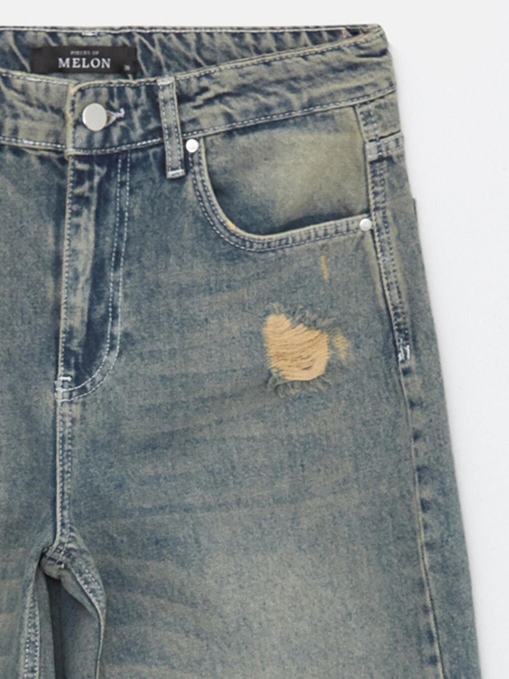 Pieces of Melon Mavi Düşük Bel Wide Leg Vintage Sustainable Denim Jean Pantolon - 7