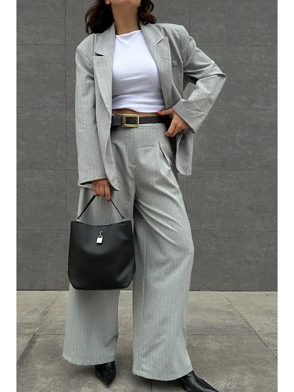 James Kilitli Omuz Çantası Siyah-6