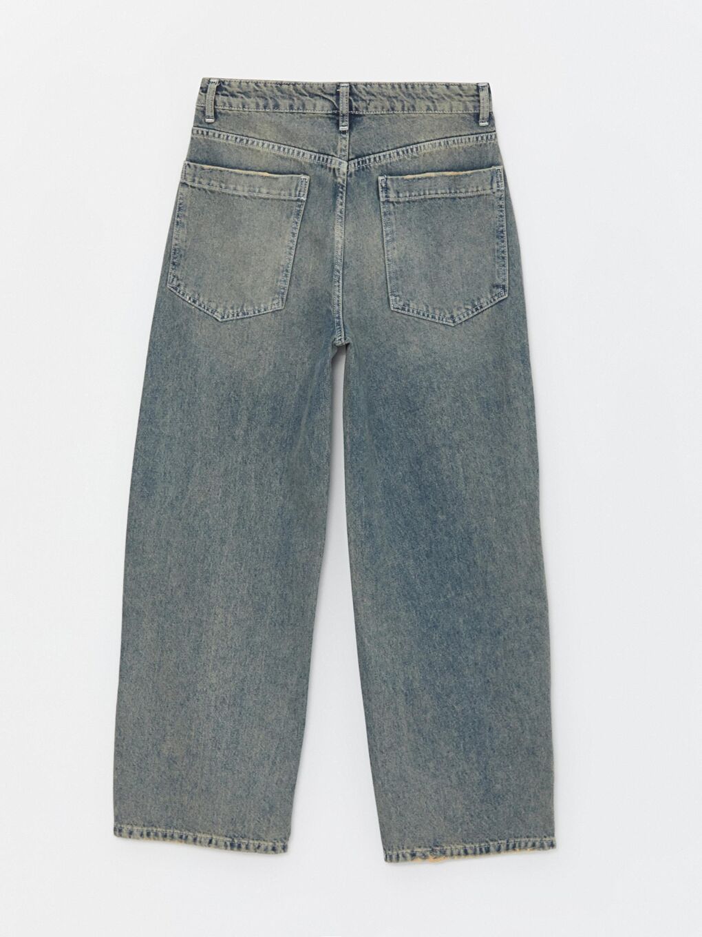 Pieces of Melon Mavi Düşük Bel Wide Leg Vintage Sustainable Denim Jean Pantolon - 8