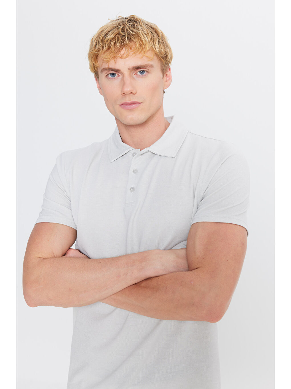 Bej Erkek Taş Standart Fit Normal Kesim Polo Yaka Tişört-3