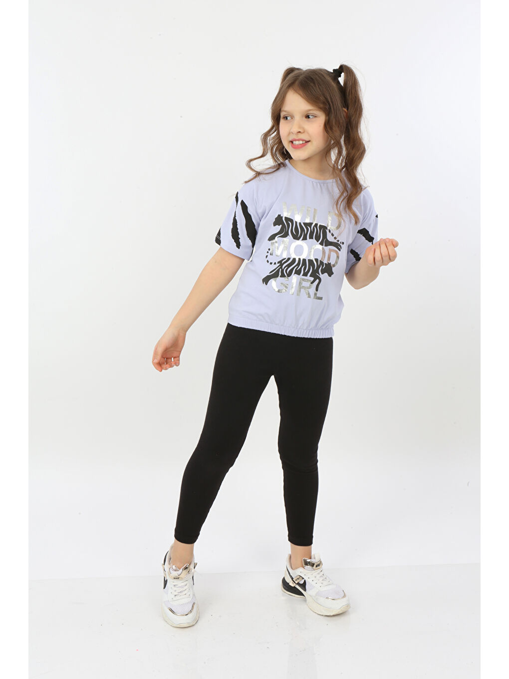 Lila Kız Çocuk Wild Wood Girl Baskılı Tişört