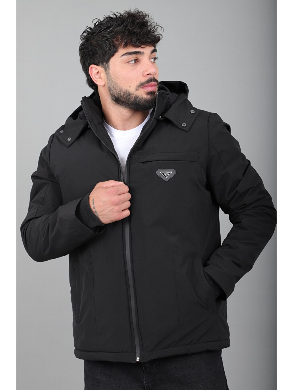 Siyah İçi Kürlü Spor Elastanlı Mont/kaban Pldp3016_50509-1