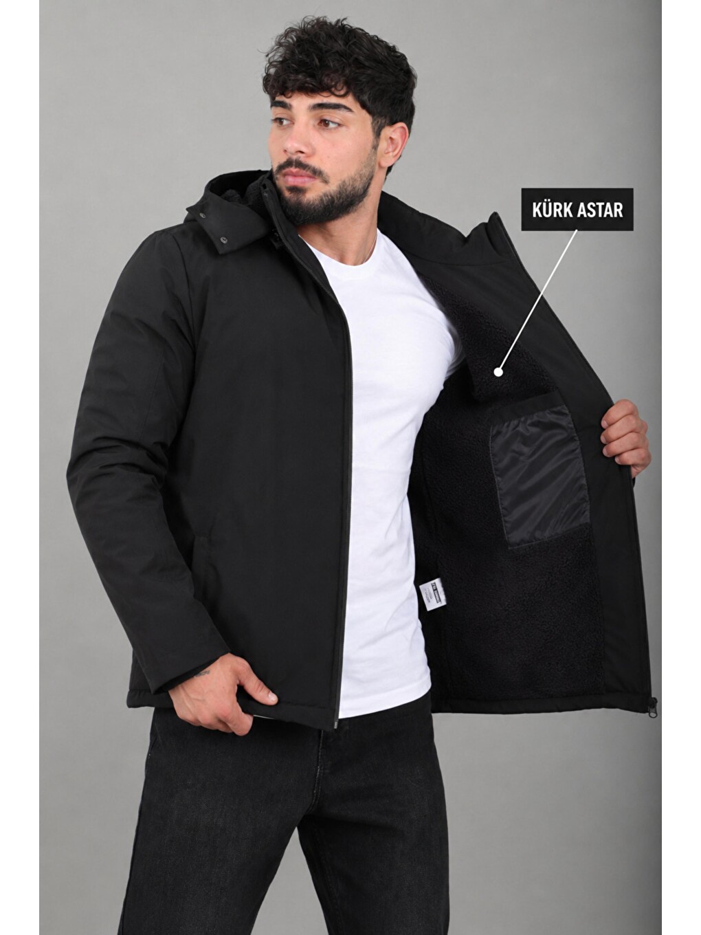 Siyah İçi Kürlü Spor Elastanlı Mont/kaban Pldp3016_50509-2