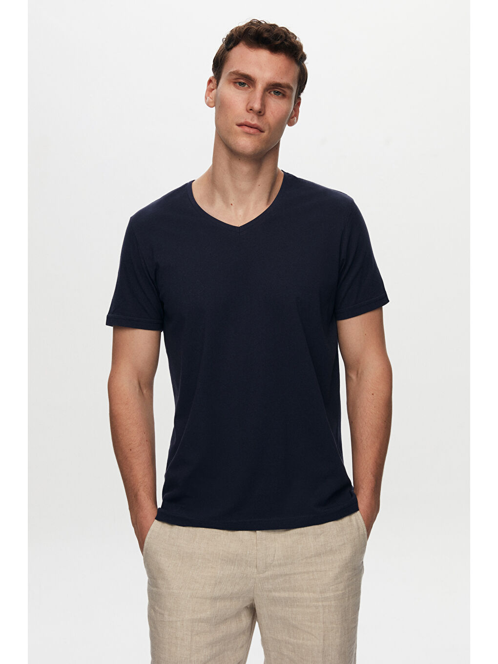 Regular Fit Lacivert %100 Pamuk T-Shirt-2