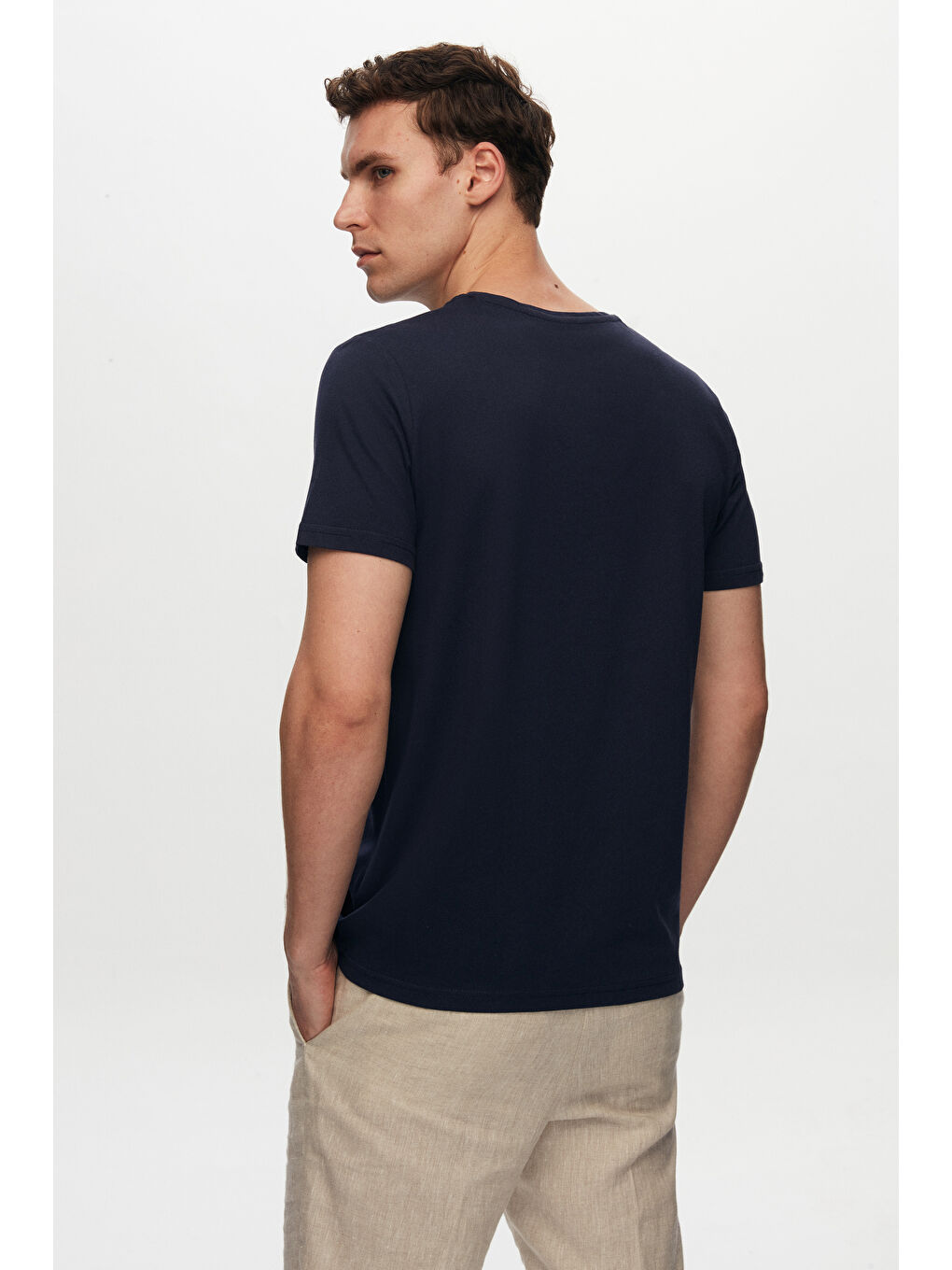 Regular Fit Lacivert %100 Pamuk T-Shirt-3