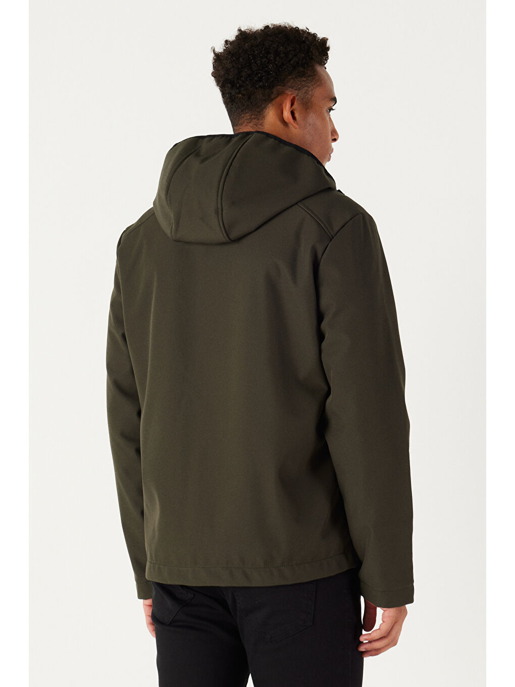 Erkek Yeşil Standart Fit Normal Kesim Dik Yaka Softshell Mont-4