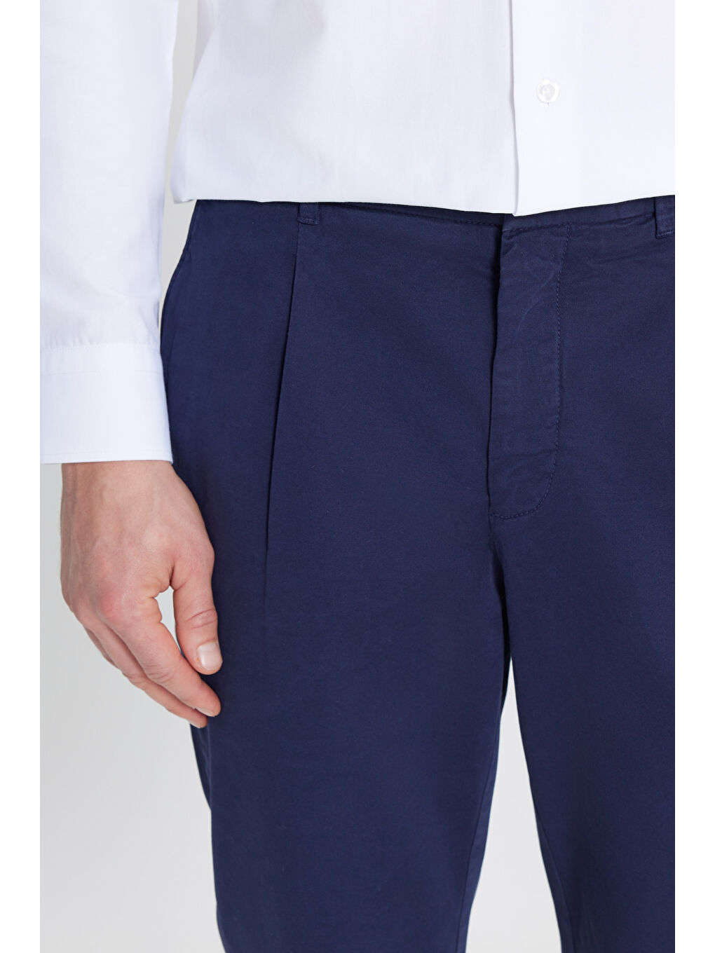 Erkek Lacivert Pamuklu Slim Fit Dar Kesim Yan Cepli Casual Esnek Pantolon-3