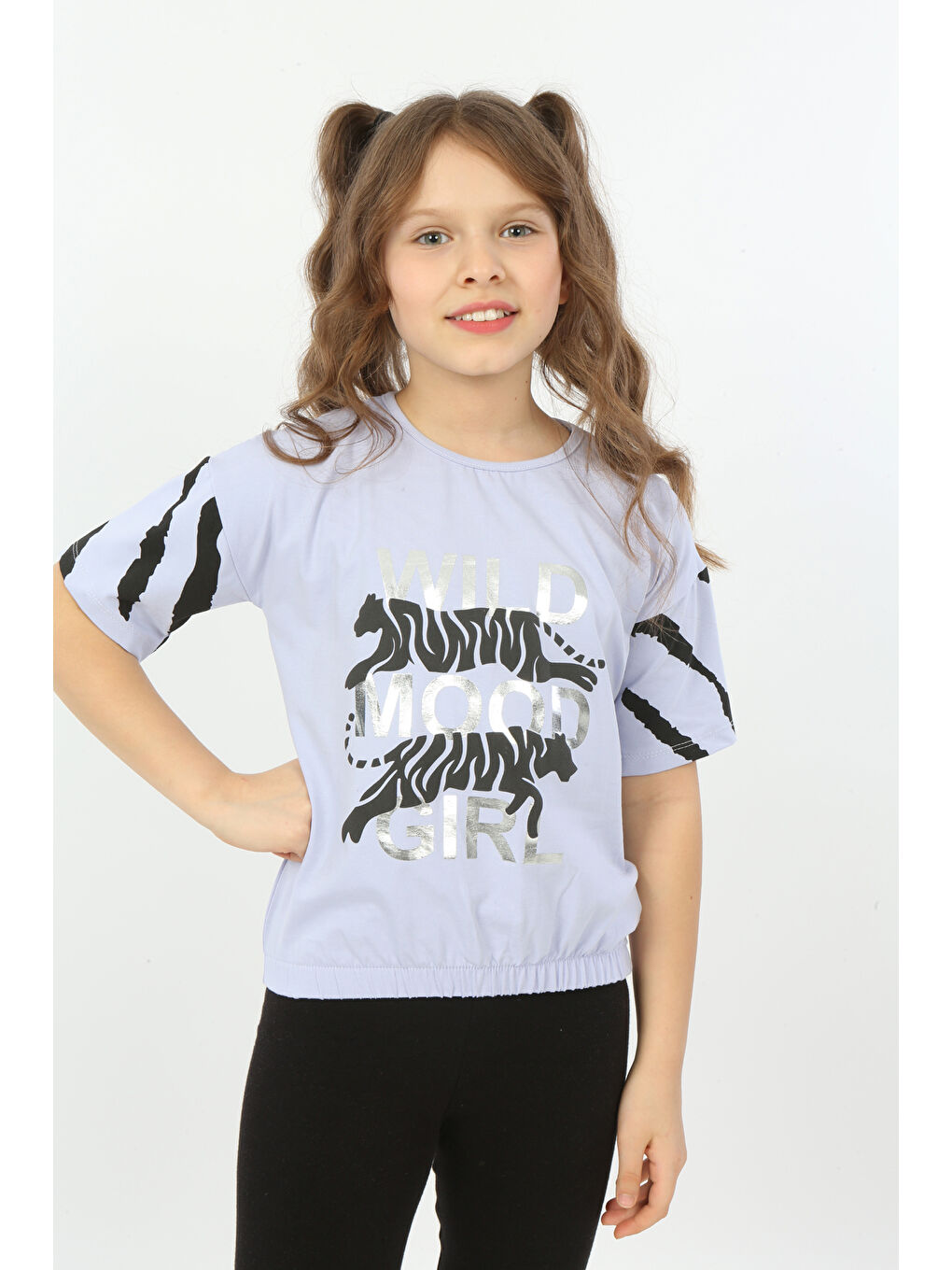 Lila Kız Çocuk Wild Wood Girl Baskılı Tişört-2