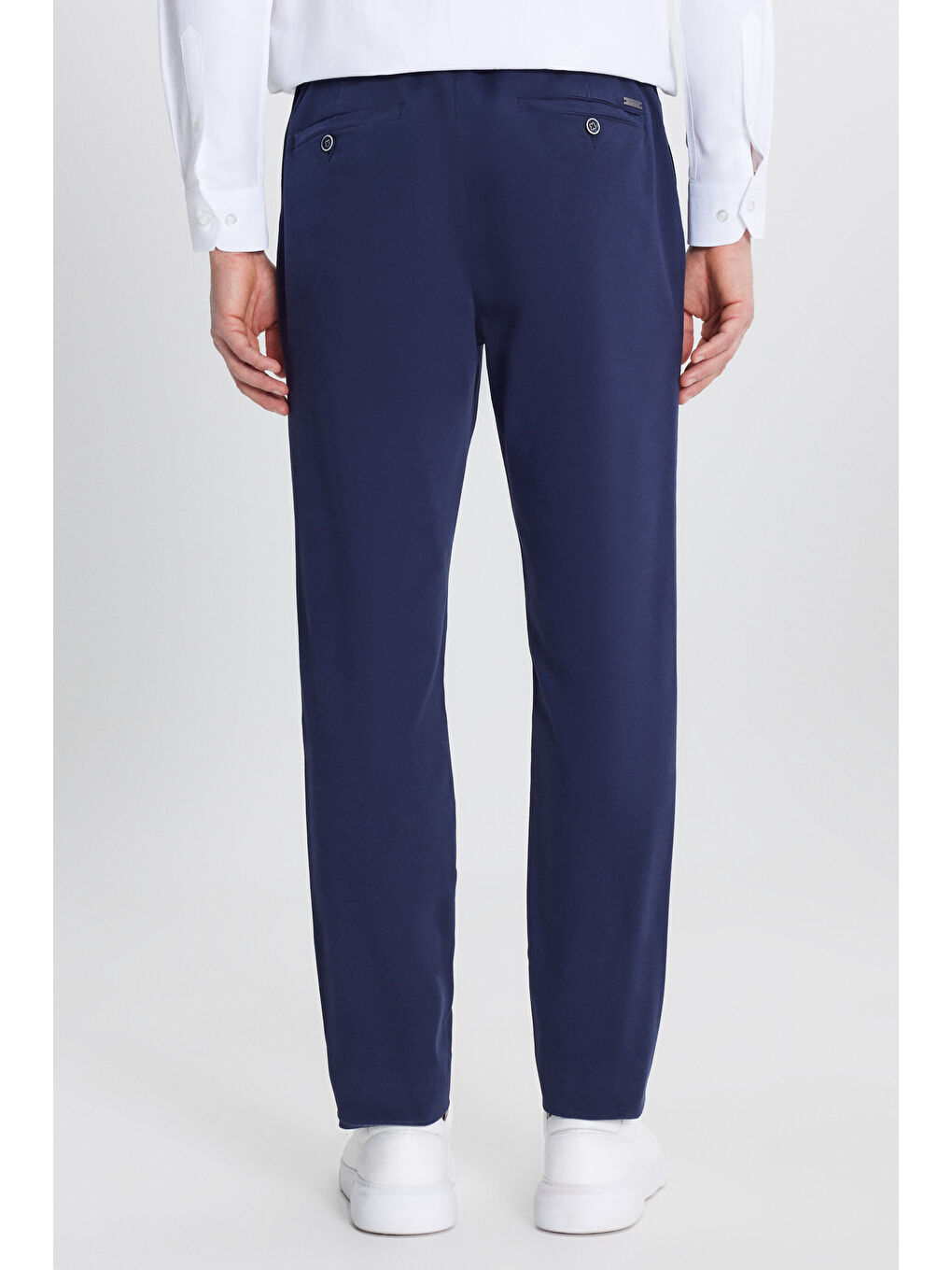 Erkek Lacivert Pamuklu Slim Fit Dar Kesim Yan Cepli Casual Esnek Pantolon-4