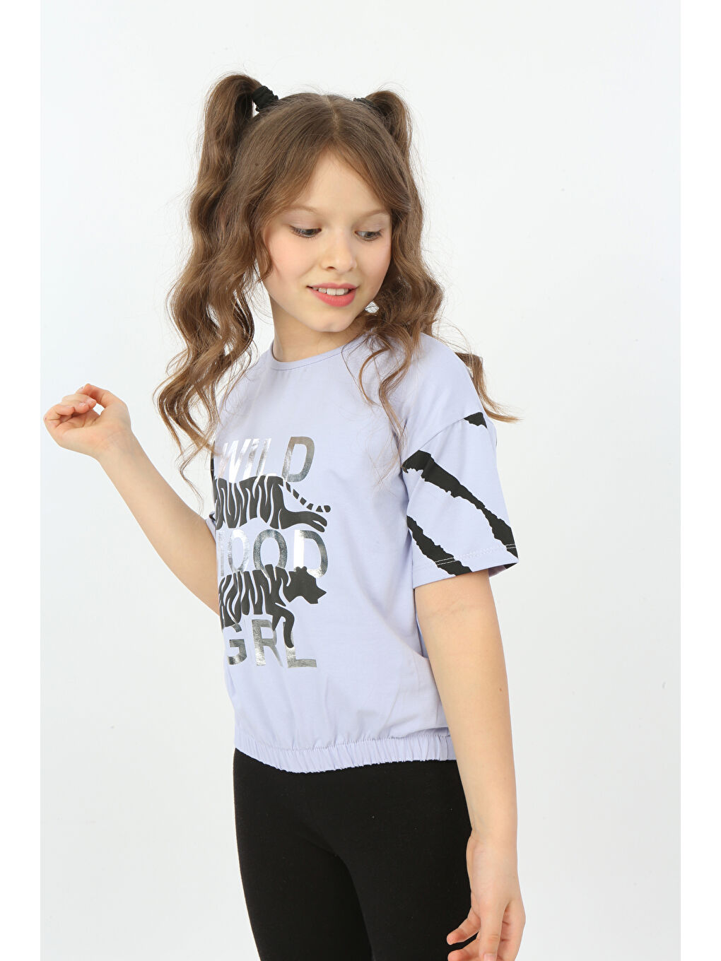 Lila Kız Çocuk Wild Wood Girl Baskılı Tişört-3