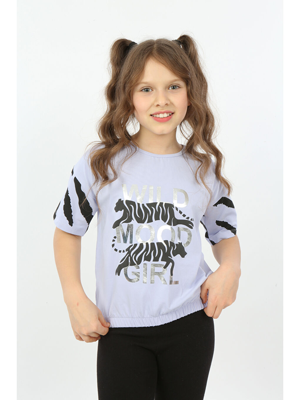 Lila Kız Çocuk Wild Wood Girl Baskılı Tişört-4