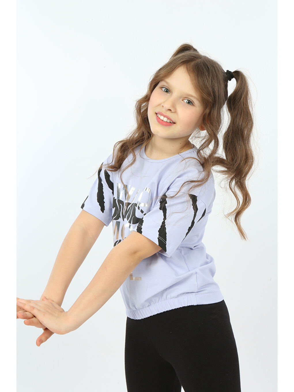 Lila Kız Çocuk Wild Wood Girl Baskılı Tişört-5