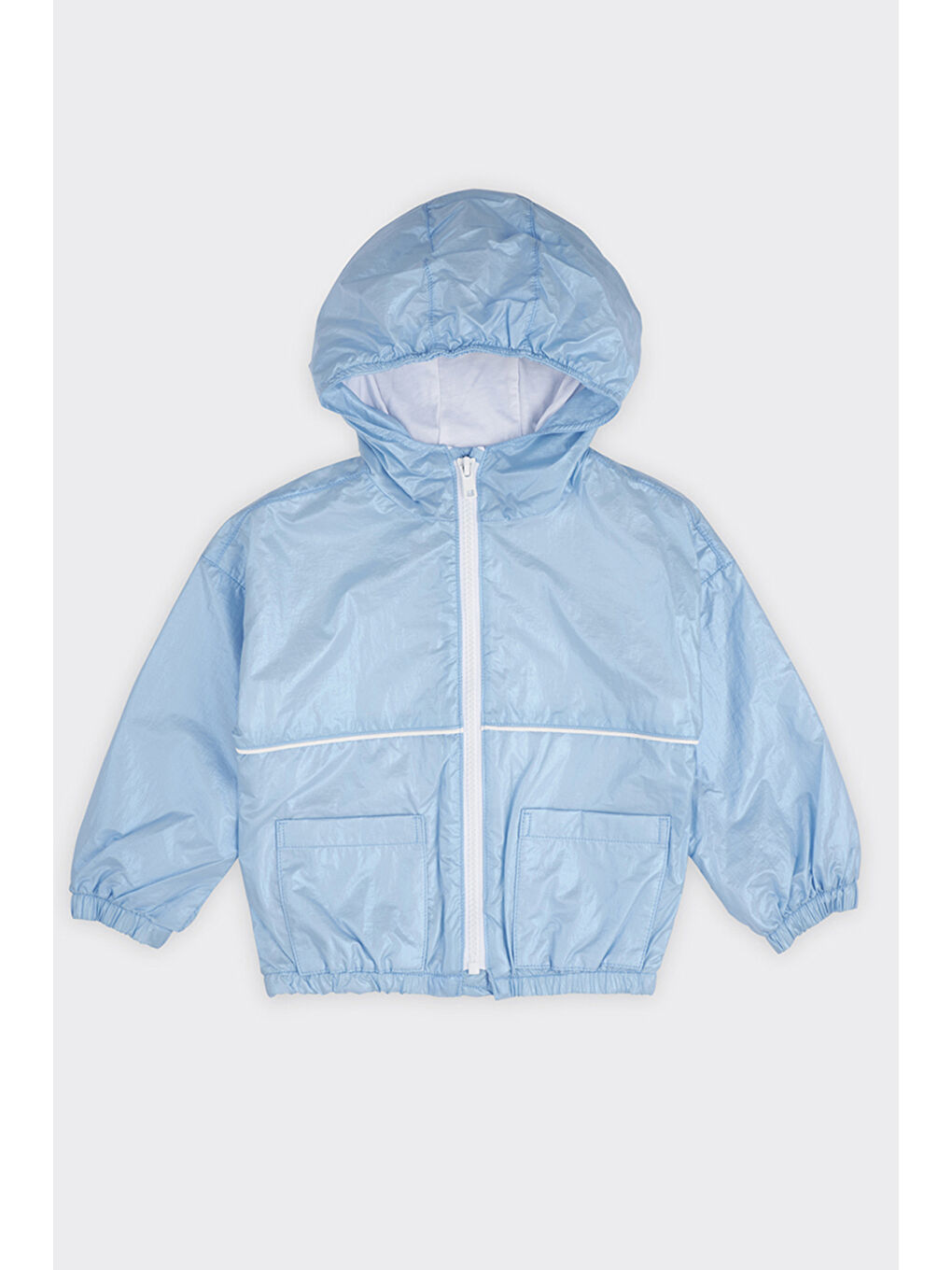 Erkek Bebek Kapüşonlu Mavi Yağmurluk