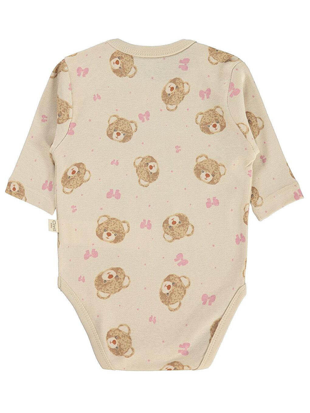 Baby Ayıcık Empirmeli 3 Lü 0-36 Ay Çıtçıtlı Badi - Bej 9-12 Ay-2