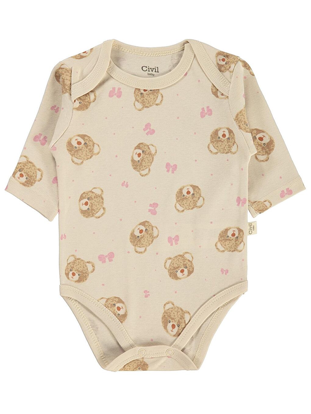 Baby Ayıcık Empirmeli 3 Lü 0-36 Ay Çıtçıtlı Badi - Bej 9-12 Ay-6