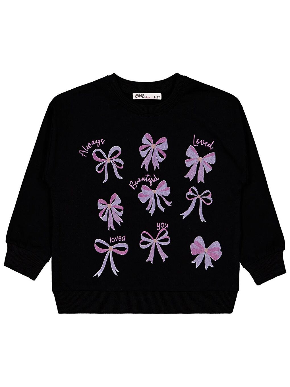 Beyaz Girls Fiyonk Baskılı 2'li Set 6-9 Yaş Sweatshirt - Standart-1