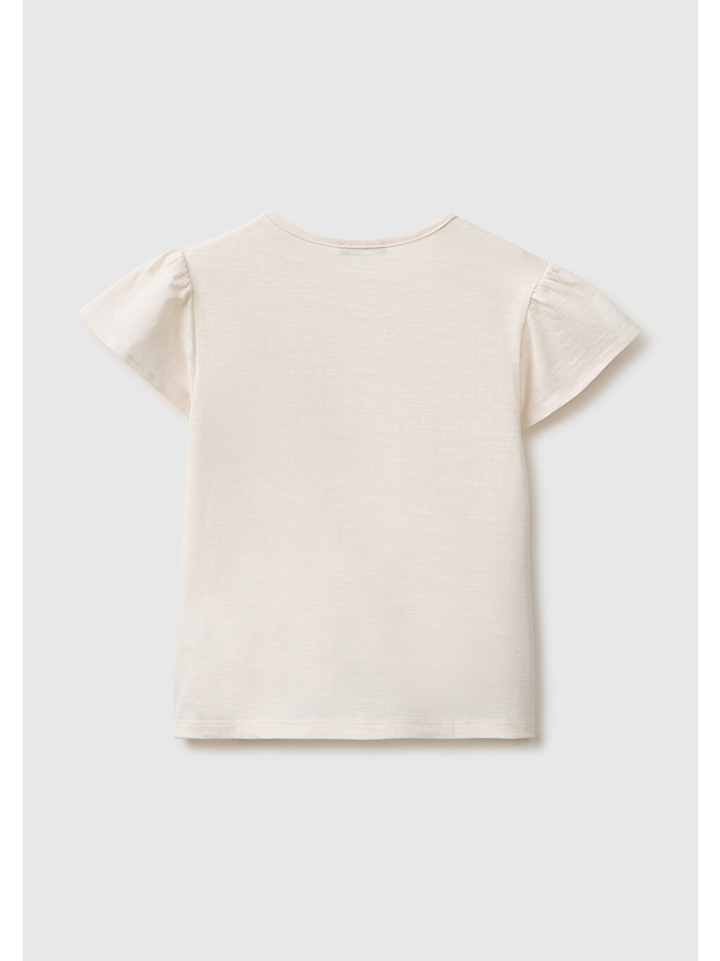 Kız Bebek Ekru Baskı ve Püskül Detaylı Regular Fit T-Shirt-1