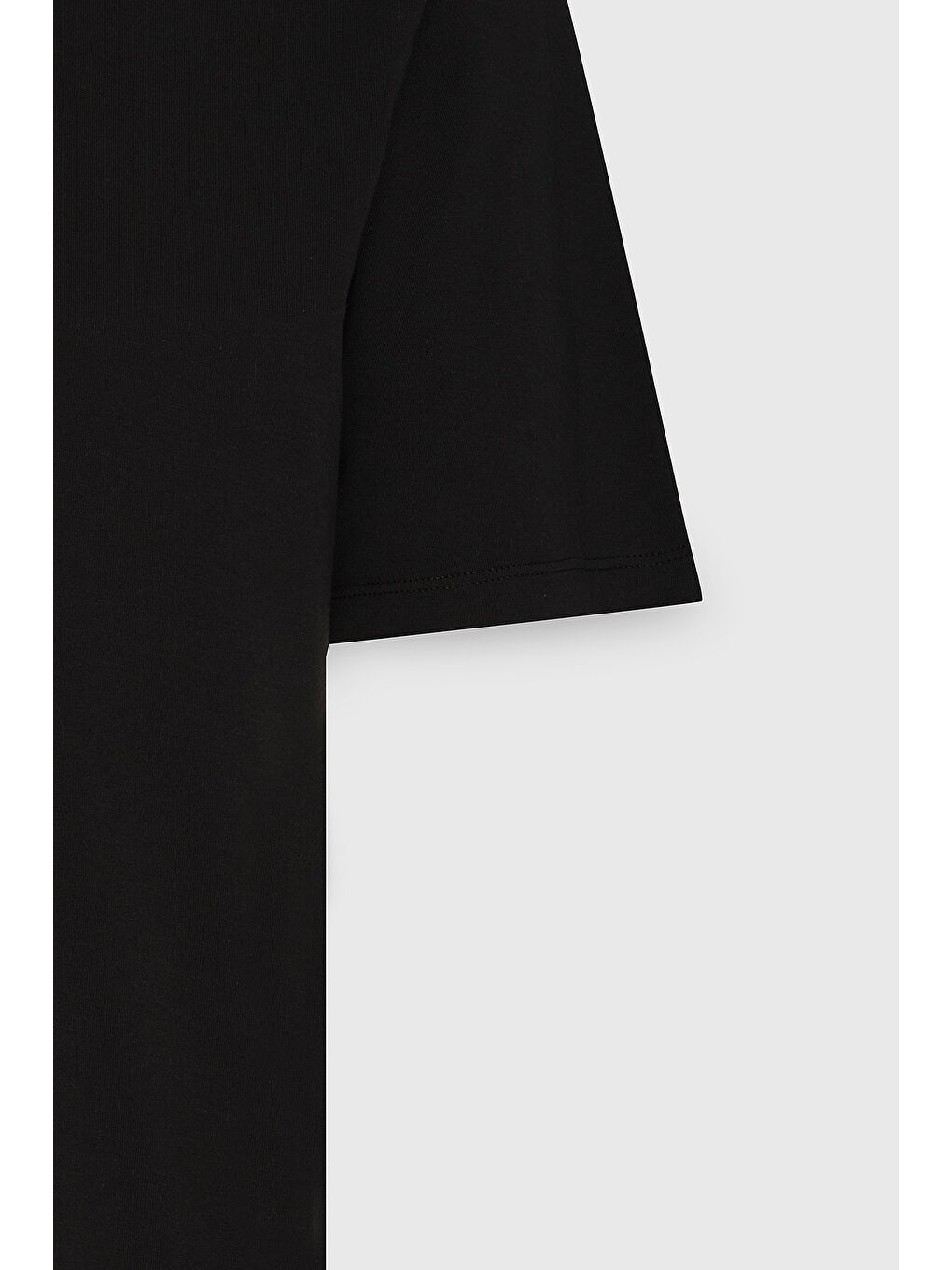 Erkek Siyah Oversize %100 Pamuk Bol Kesim Bisiklet Yaka Baskılı Tişört-10