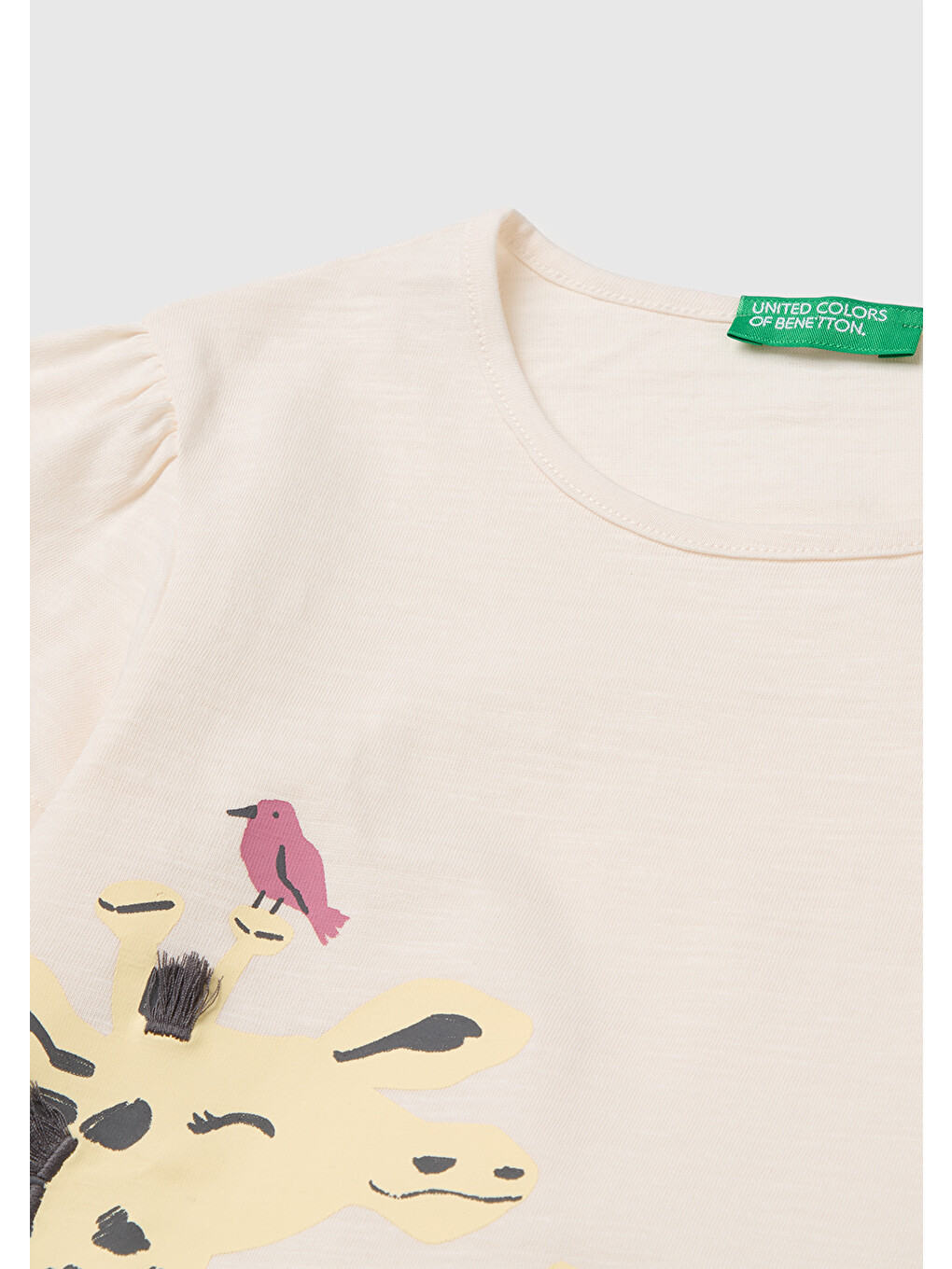 Kız Bebek Ekru Baskı ve Püskül Detaylı Regular Fit T-Shirt-2