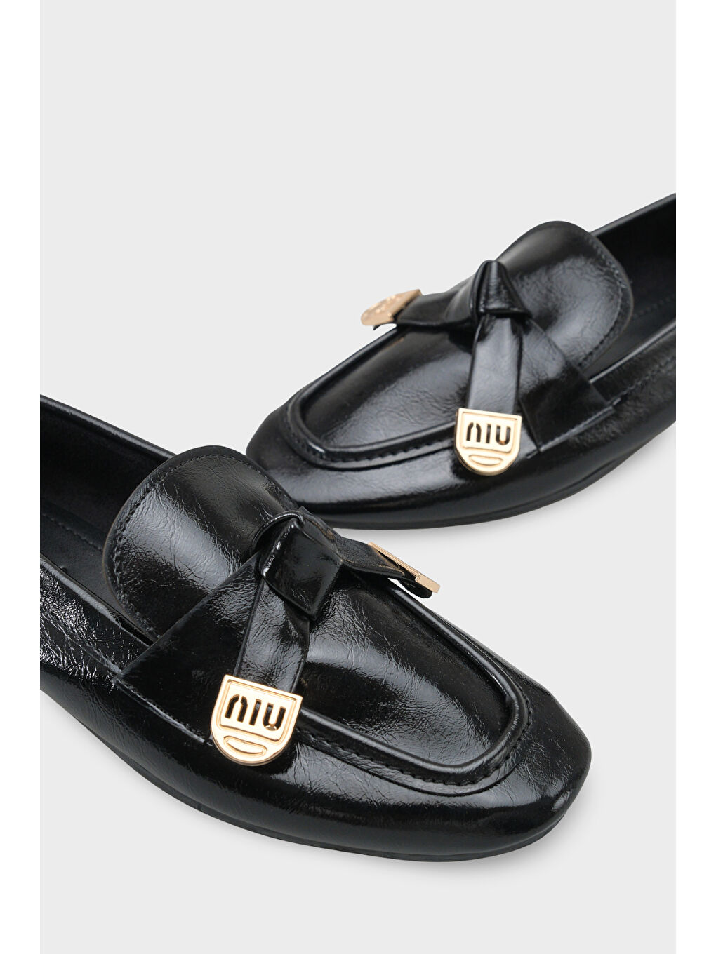 Siyah Janessa Metal Tokalı Yumuşak Kadın Loafer Ayakkabı-4