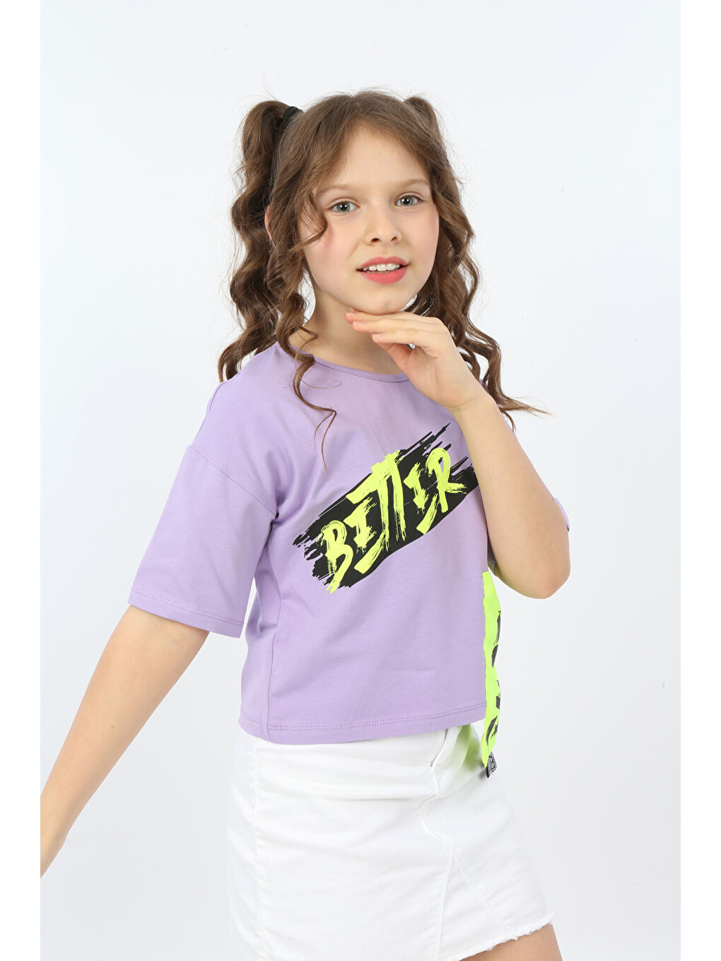 Lila Kız Çocuk Better Baskılı Tişört-1