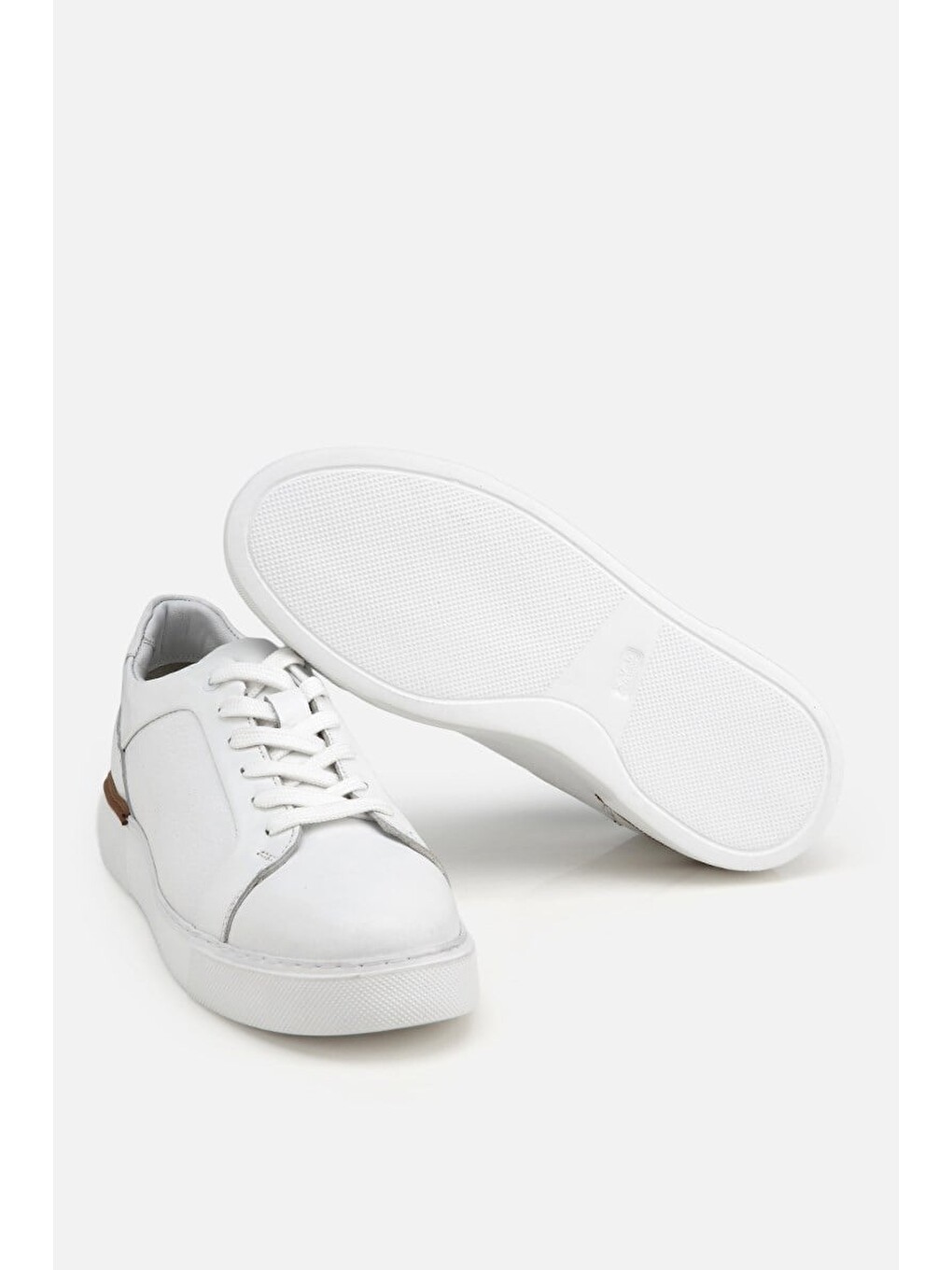 Erkek Beyaz Bağcıklı Kalın Tabanlı Günlük Sneaker-7