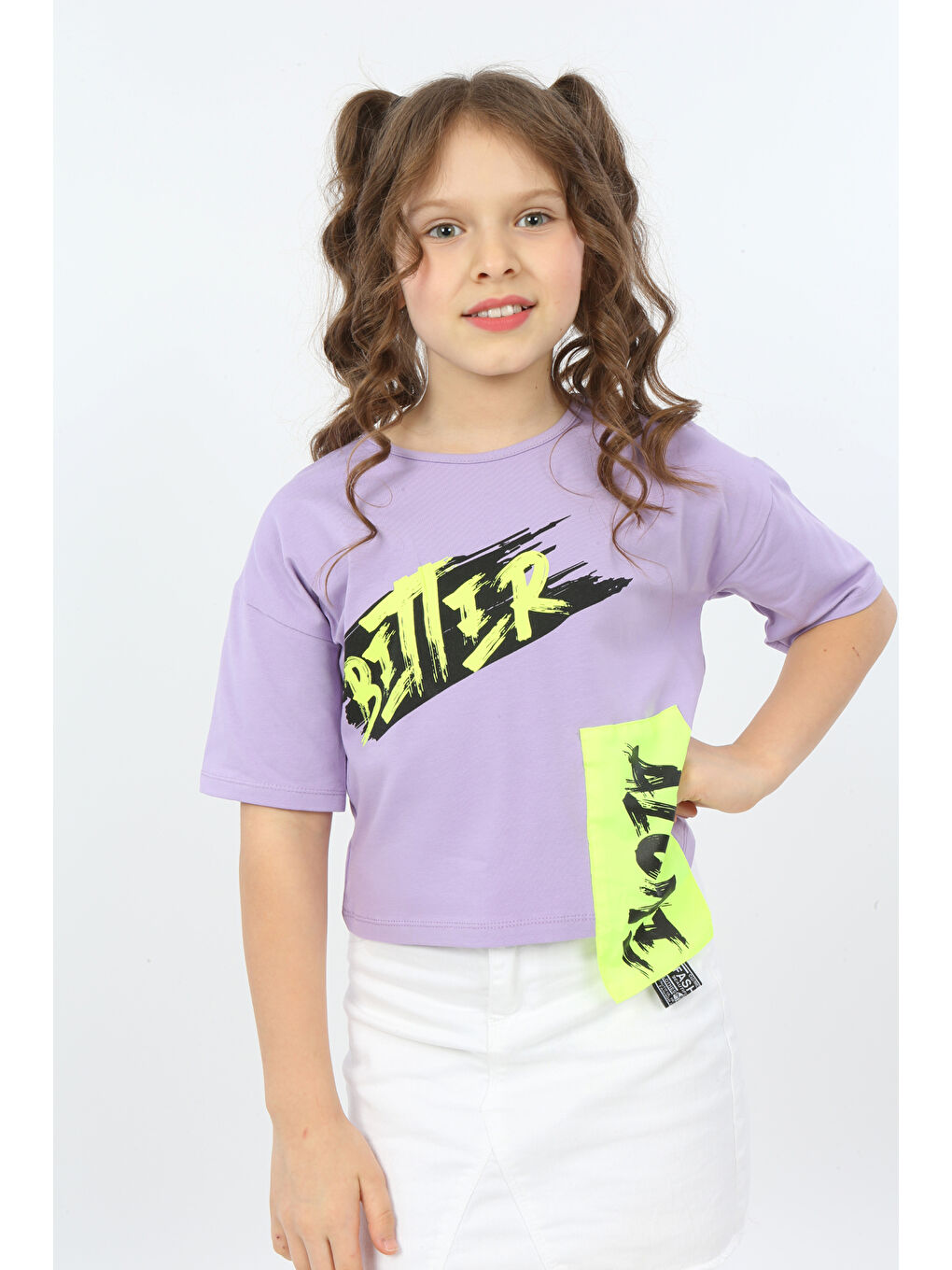 Lila Kız Çocuk Better Baskılı Tişört-3