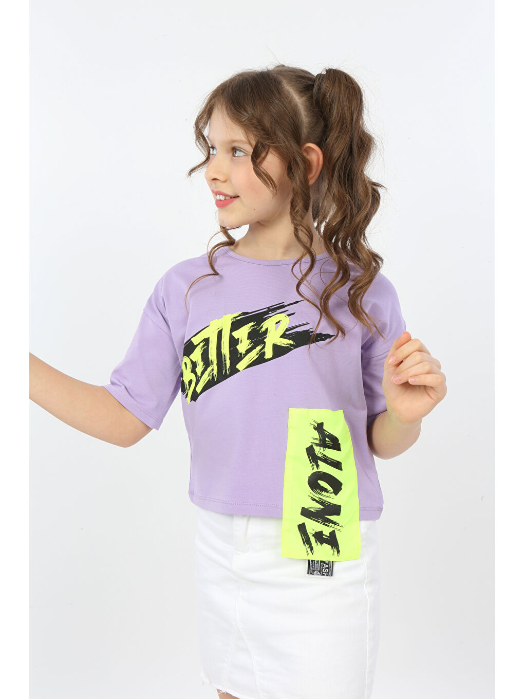 Lila Kız Çocuk Better Baskılı Tişört-4