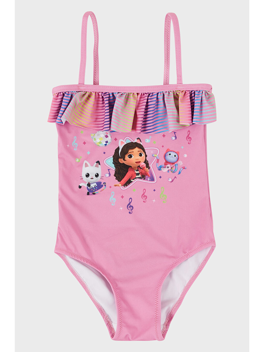 Pembe Gaby Desenli Fırfırlı Çabuk Kuruyan Kız Çocuk Mayo SM2512120000