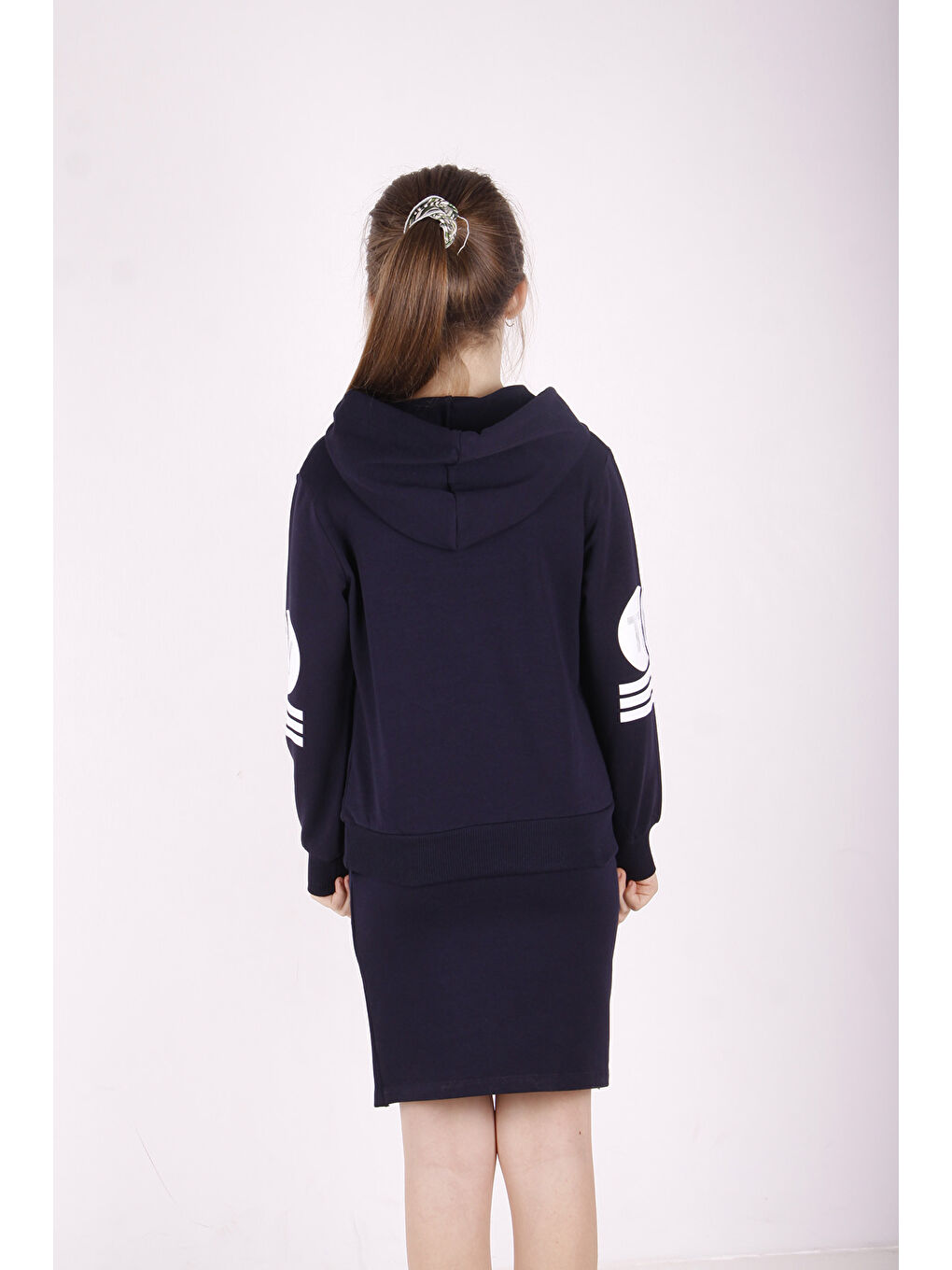 Lacivert Kız Çocuk Kolları Ve Eteği TNTY Baskılı Etekli Takım-2