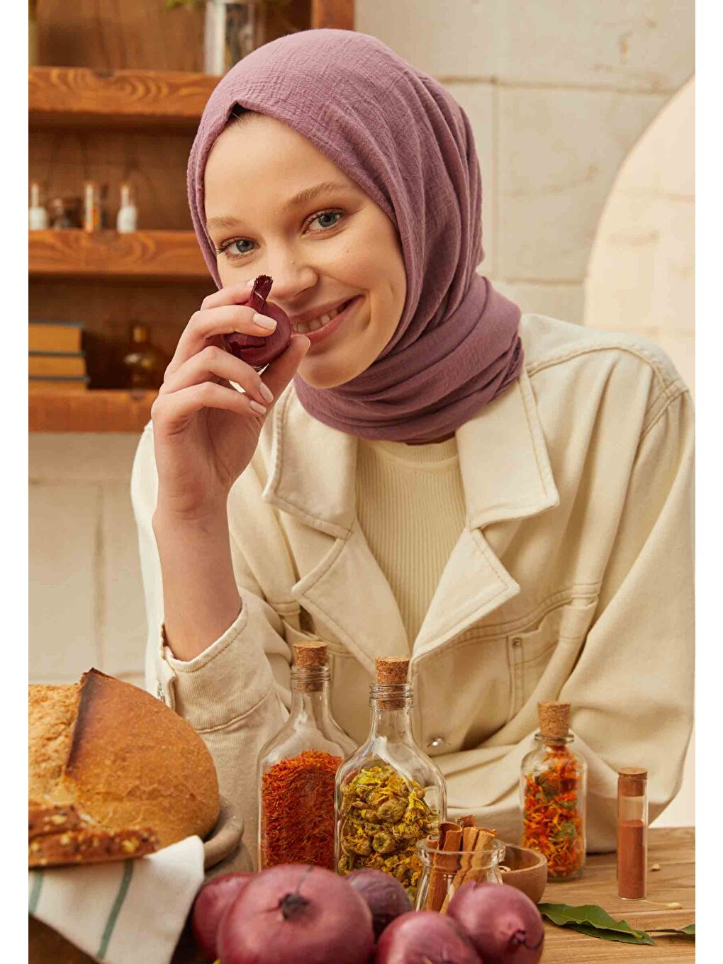 Pembe Organik Pamuk Şal Gülkurusu