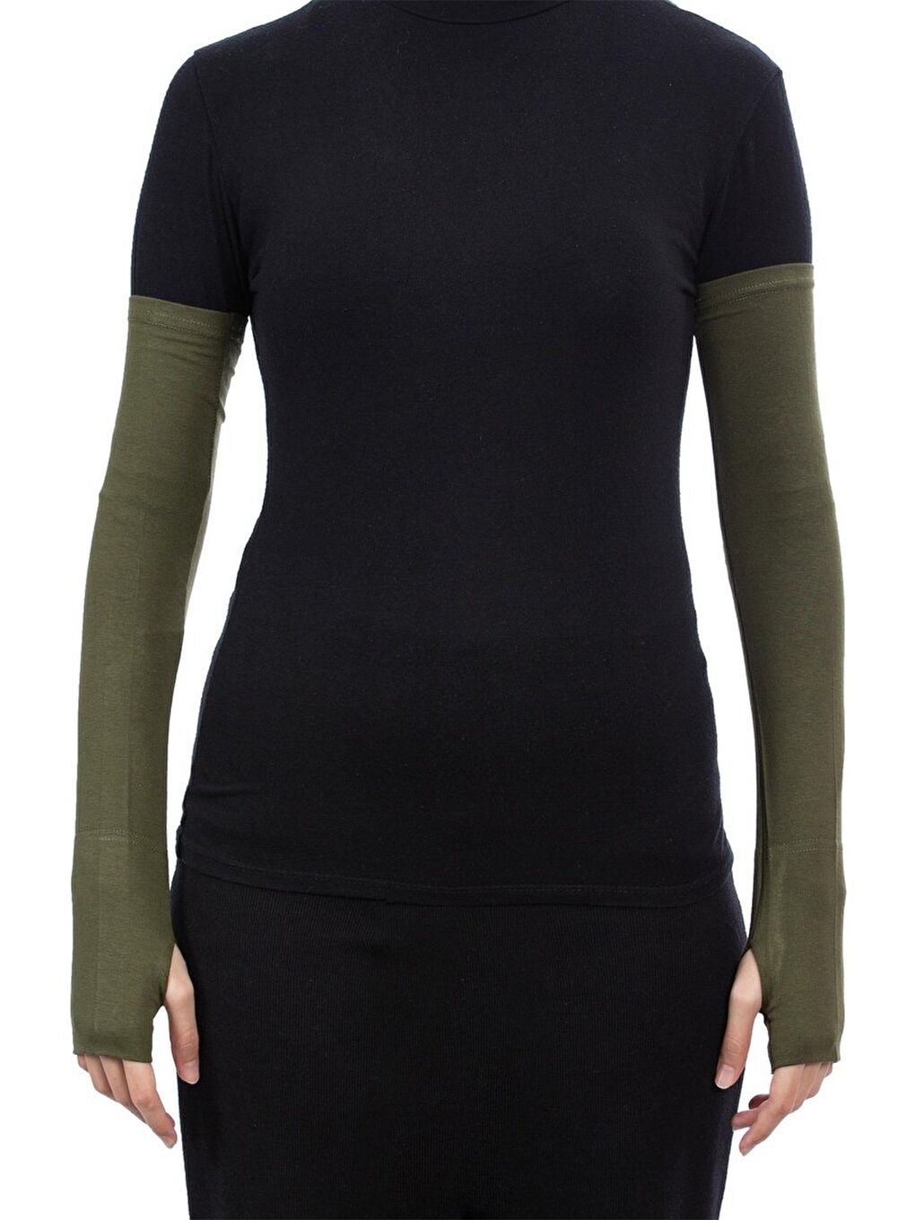 Haki Kesik Parmak Geçmeli Penye Tesettür Kolluk-1