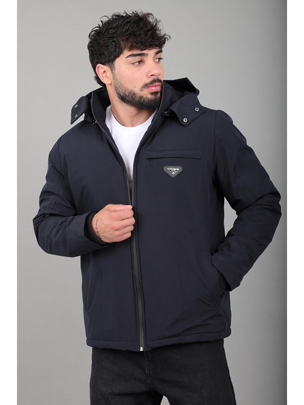 Lacivert İçi Kürlü Spor Elastanlı Mont/kaban Pldp3016_50509-1