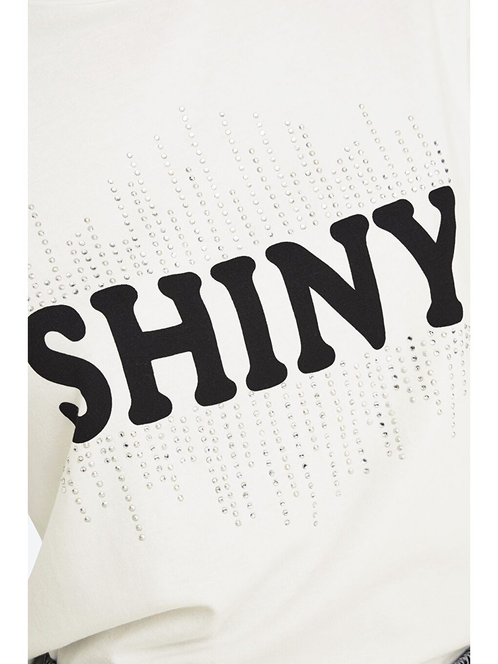 Beyaz Onlsanni Taşlı Pamuklu Regular Fit Bisiklet Yaka T Shirt 15346650-4