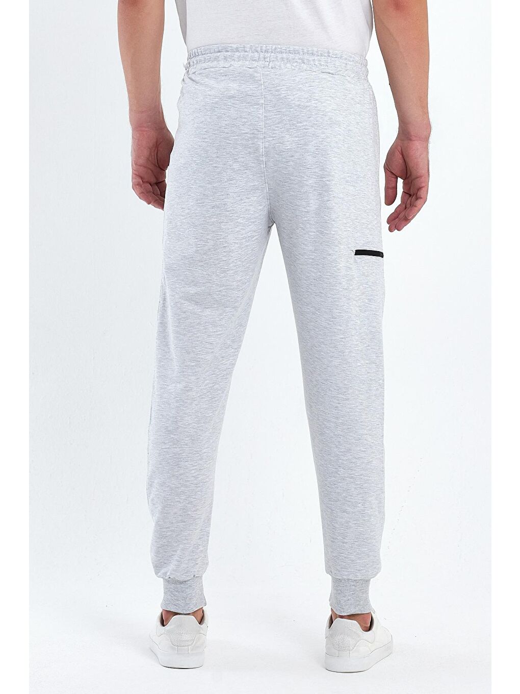 Gri Reflektör Baskı Paça Lastik Erkek Jogger Eşofman Altı-3