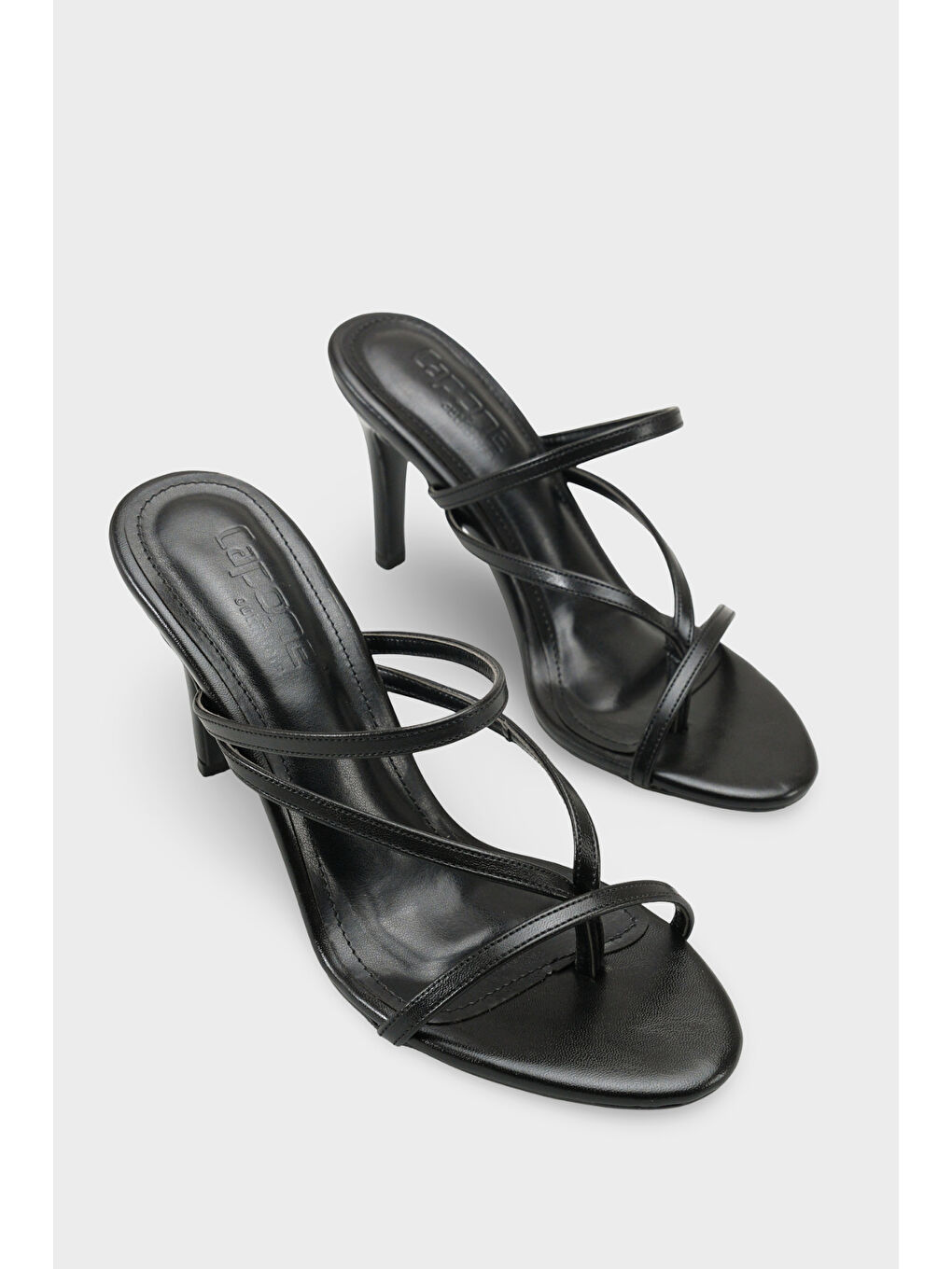 Siyah Vinnie Yuvarlak Burunlu Orta Topuklu Parmak Arası Kadın Terlik-2