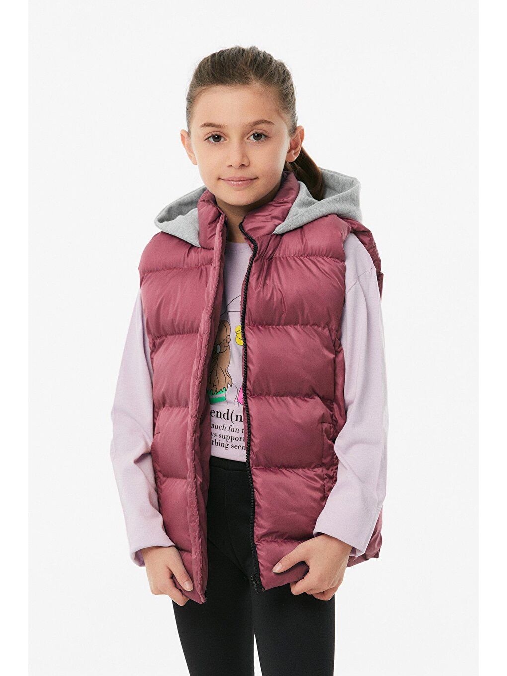 Pembe Kapüşonlu Kız Çocuk Şişme Yelek