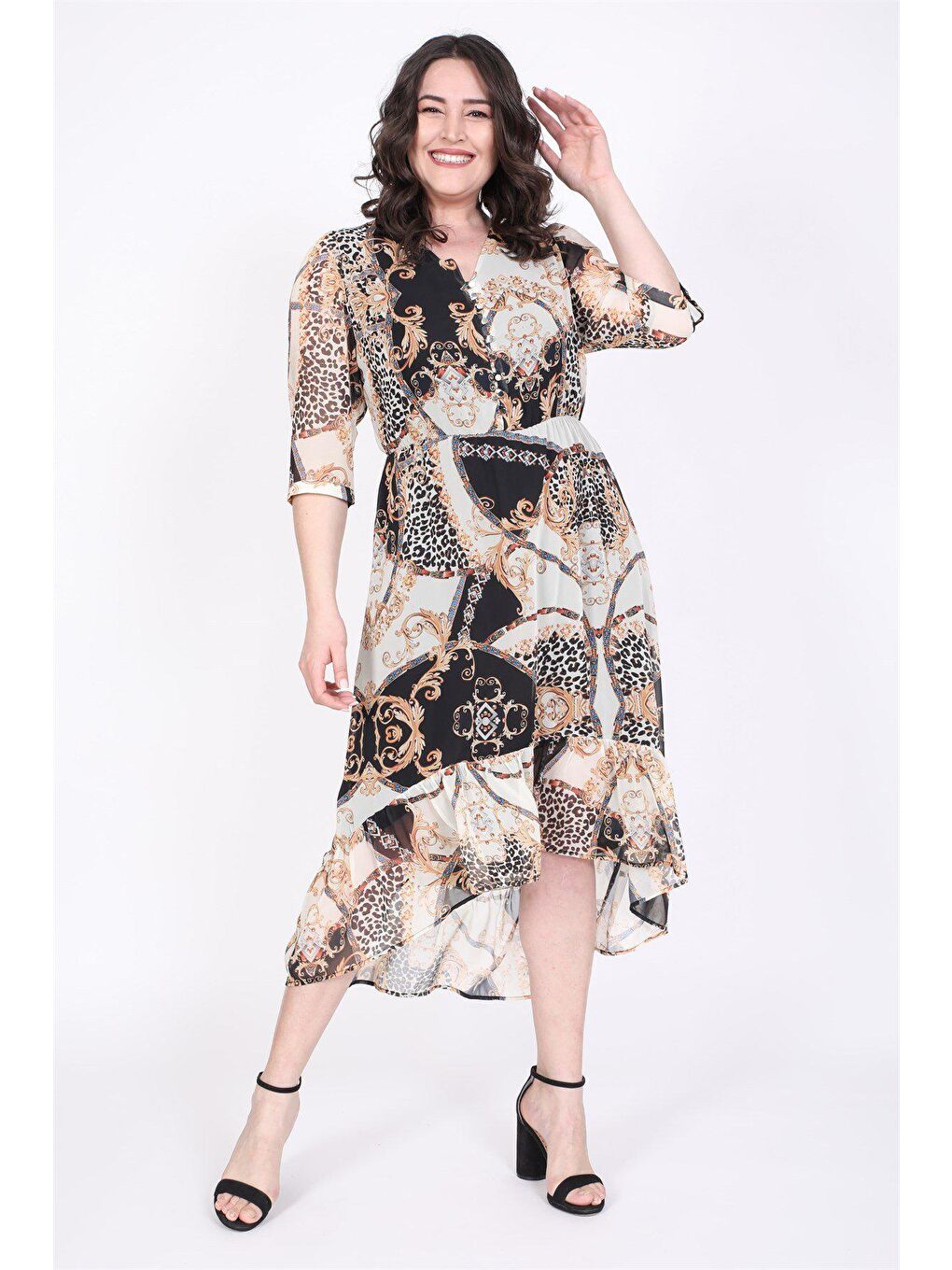 Siyah Şifon Uzun Elbise