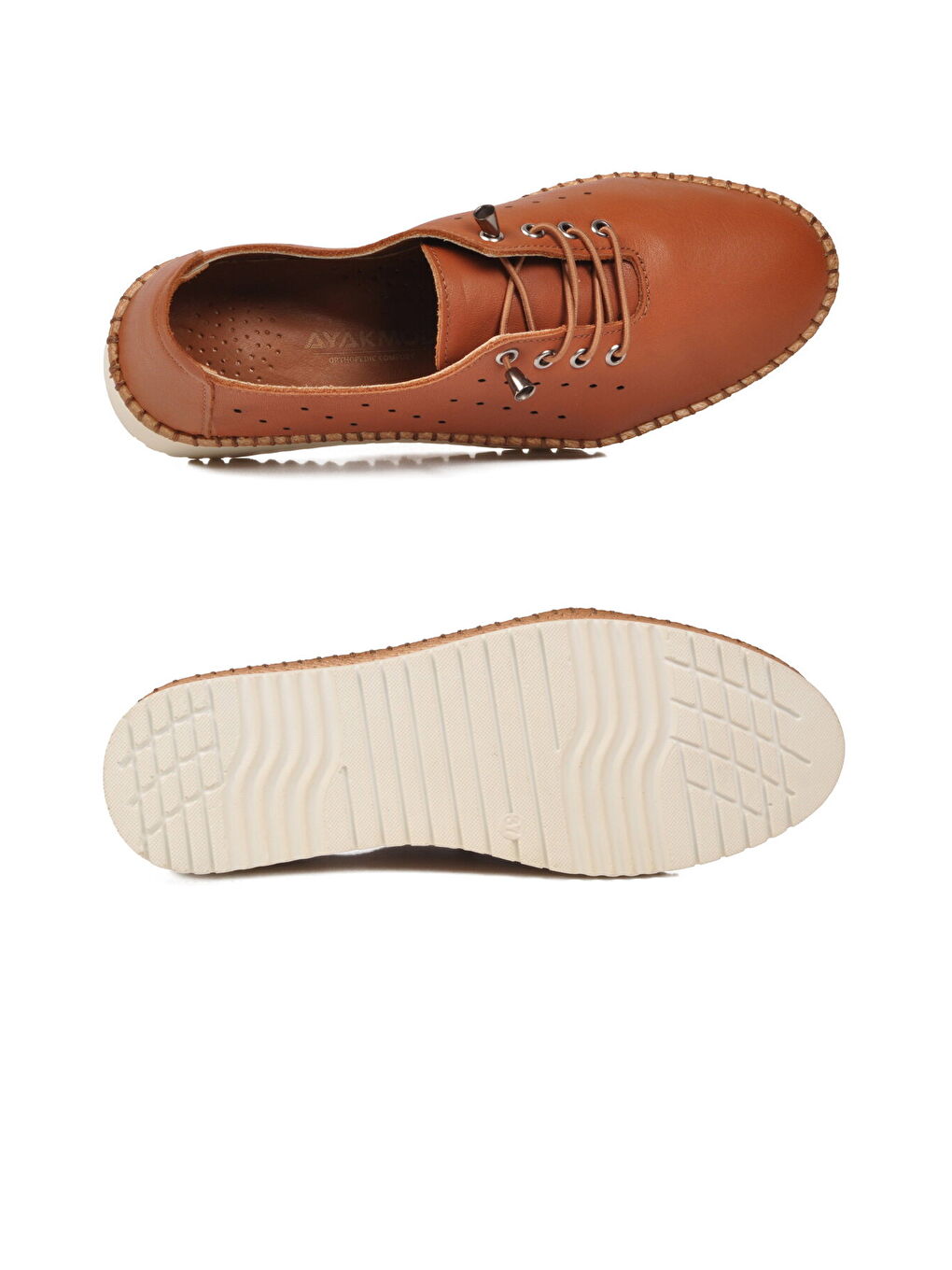 Kahverengi Taba Hakiki Deri Ortopedik Kadın Casual Ayakkabı 508 Z-4