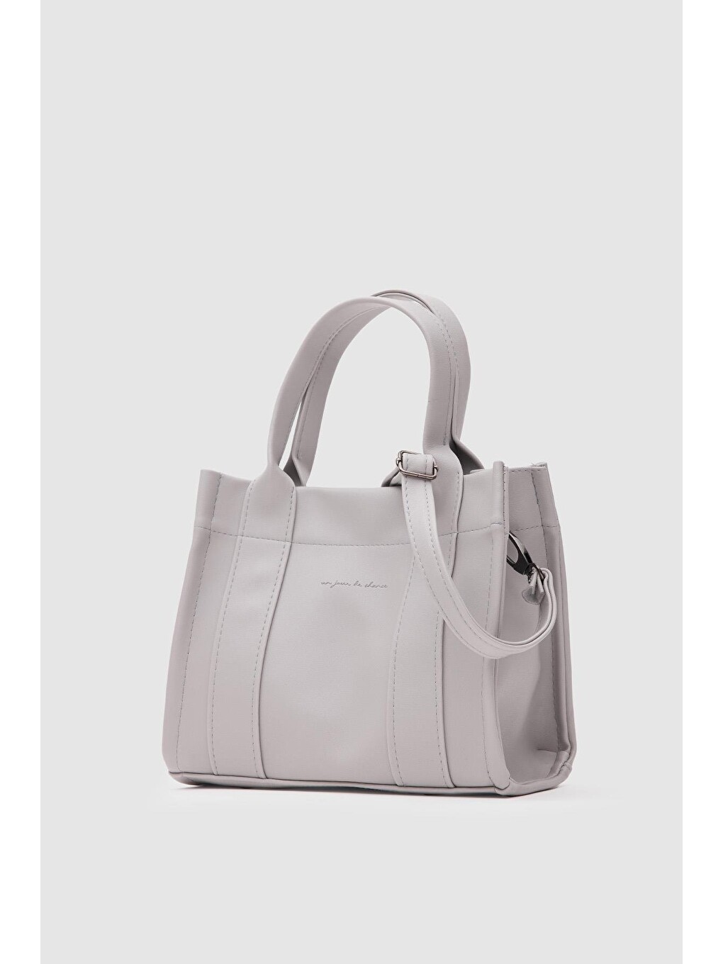 Bonnie Deri Tote Bag Gri-1