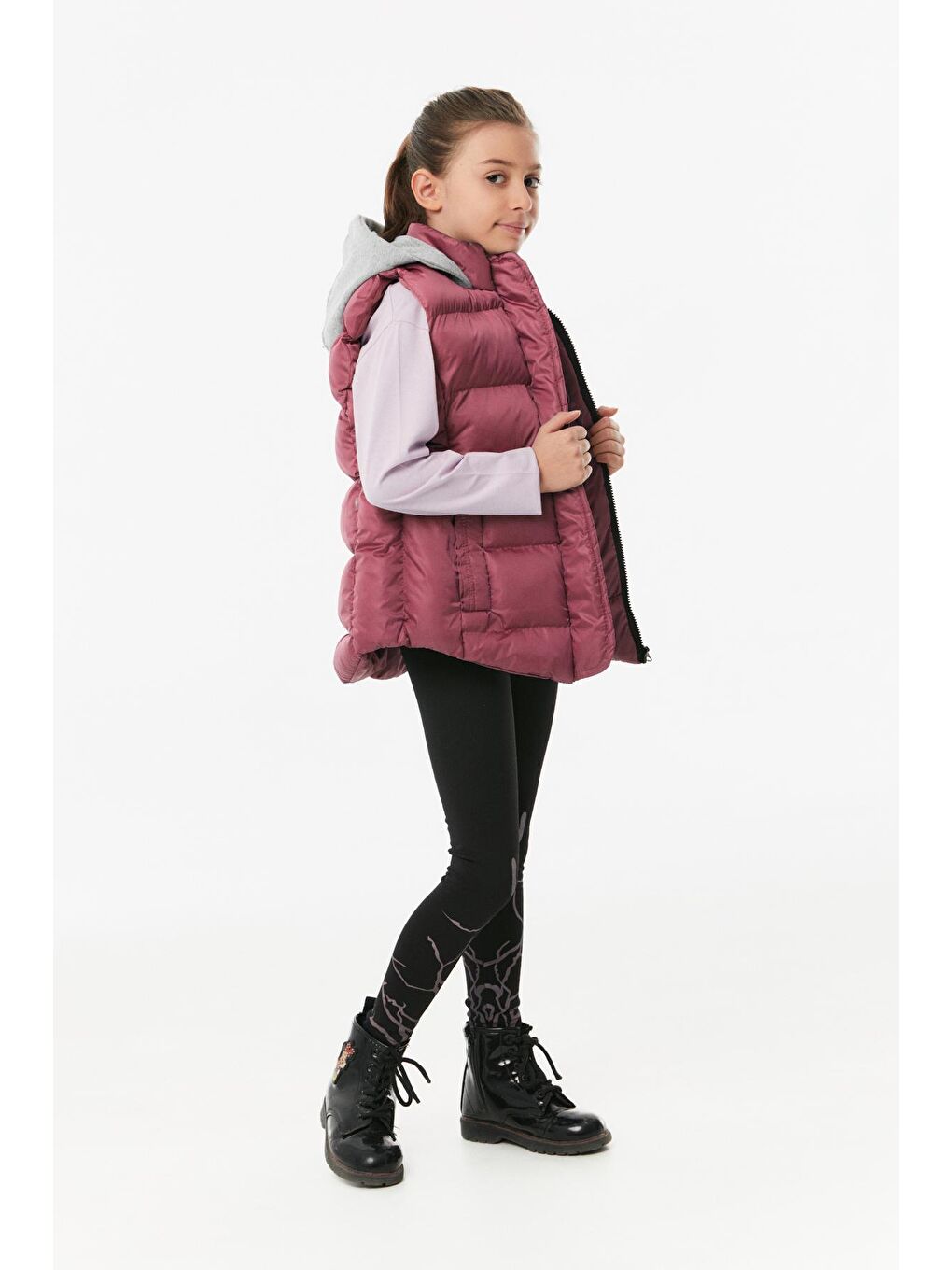 Pembe Kapüşonlu Kız Çocuk Şişme Yelek-1