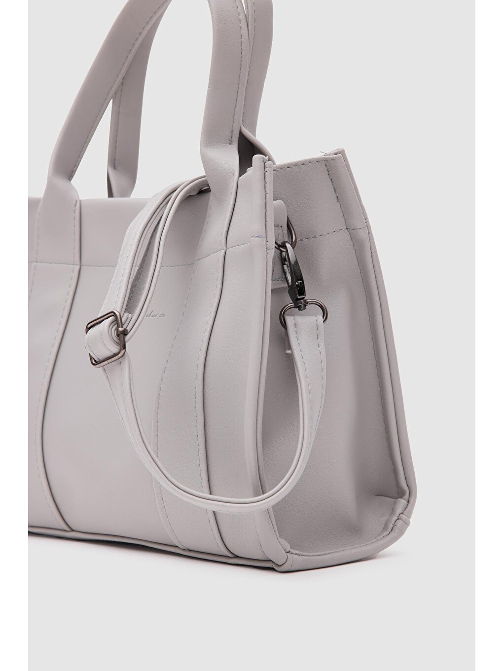 Bonnie Deri Tote Bag Gri-2