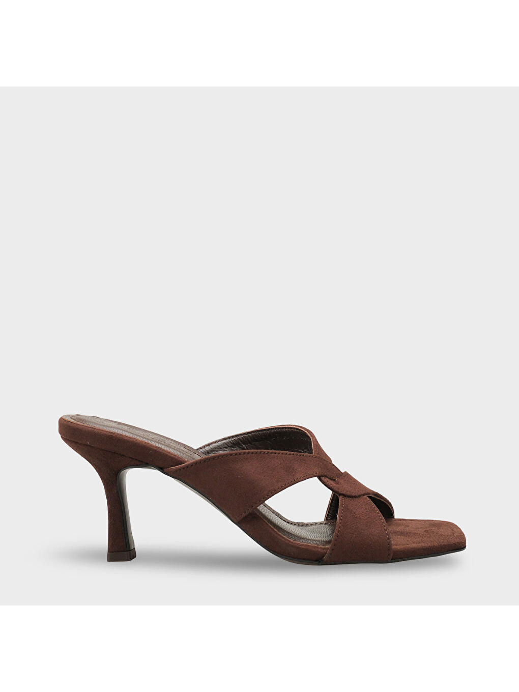 Beyaz Sissy Hakiki Deri Astarlı Küt Burunlu Çapraz Bantlı Orta Topuklu Kadın Terlik-1