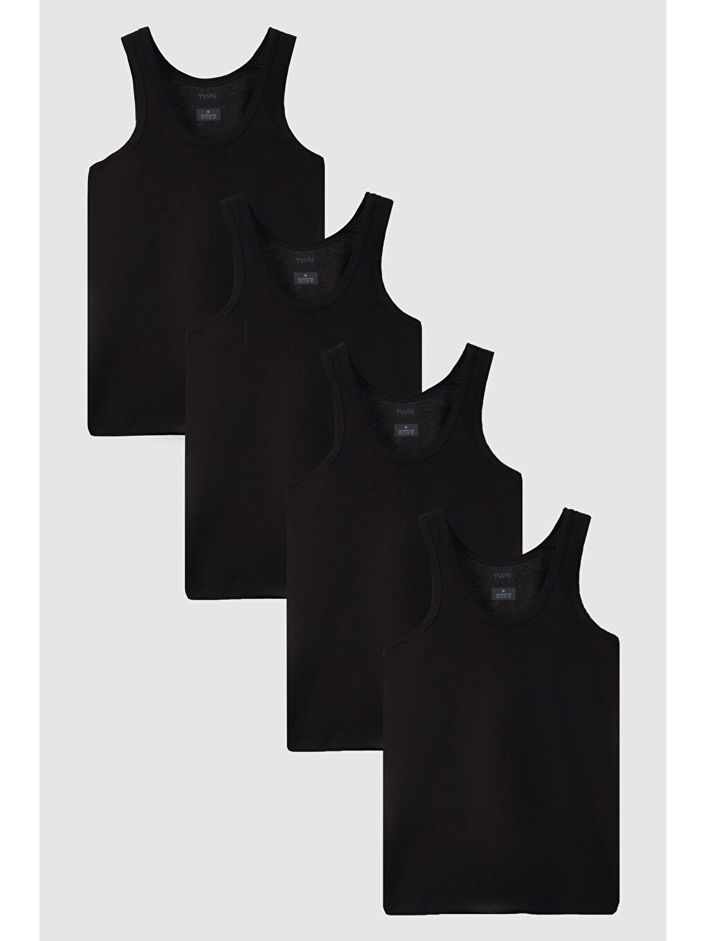 Siyah Standart Fit Nefes Alabilen Teri Emen %100 Pamuklu 4'lü Atlet