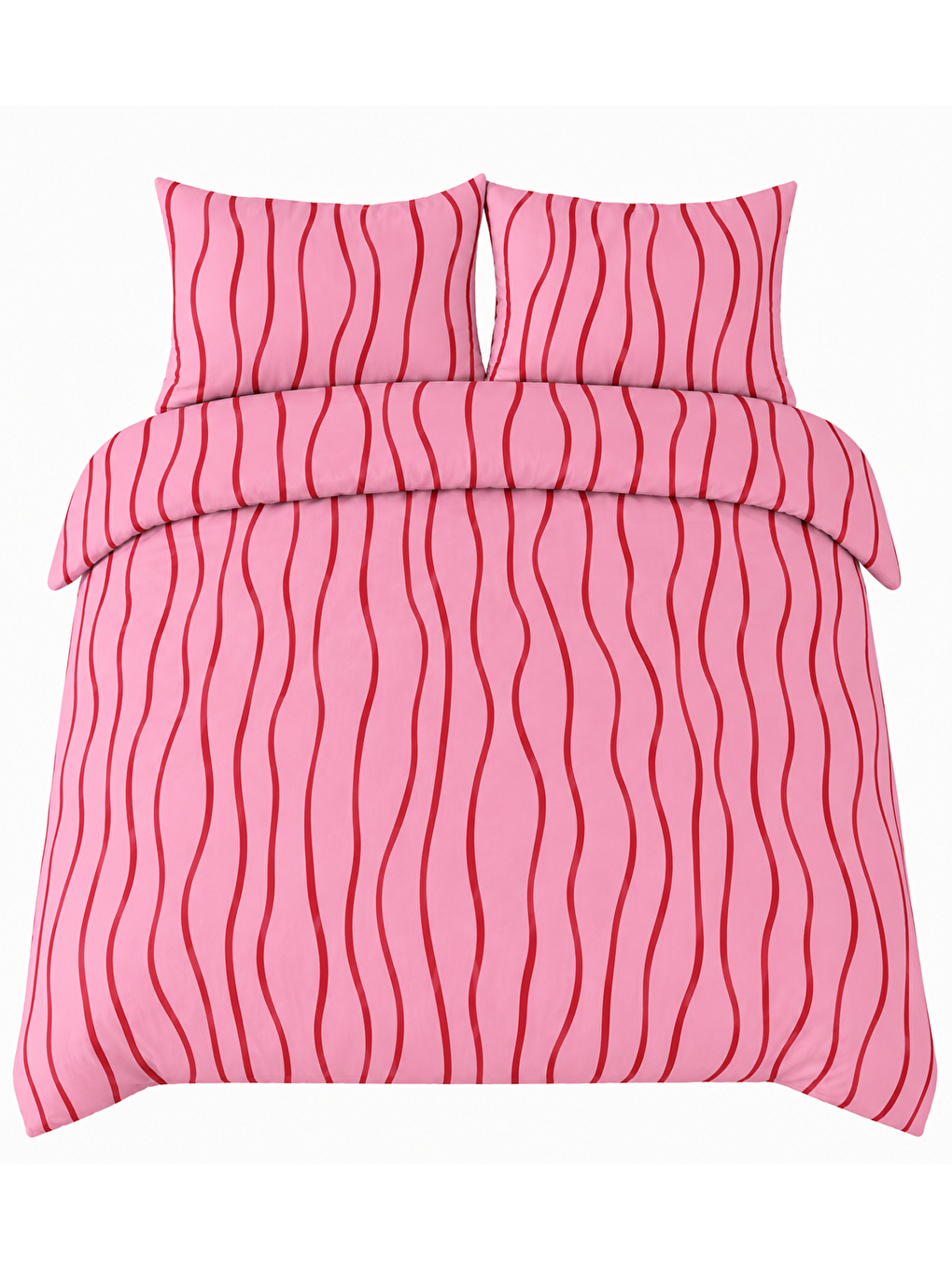 Pembe Kırmızı Düzensiz Çizgili Nevresim Seti Modern 200x220 Çift Kişilik Yorgan Kılıfı-2