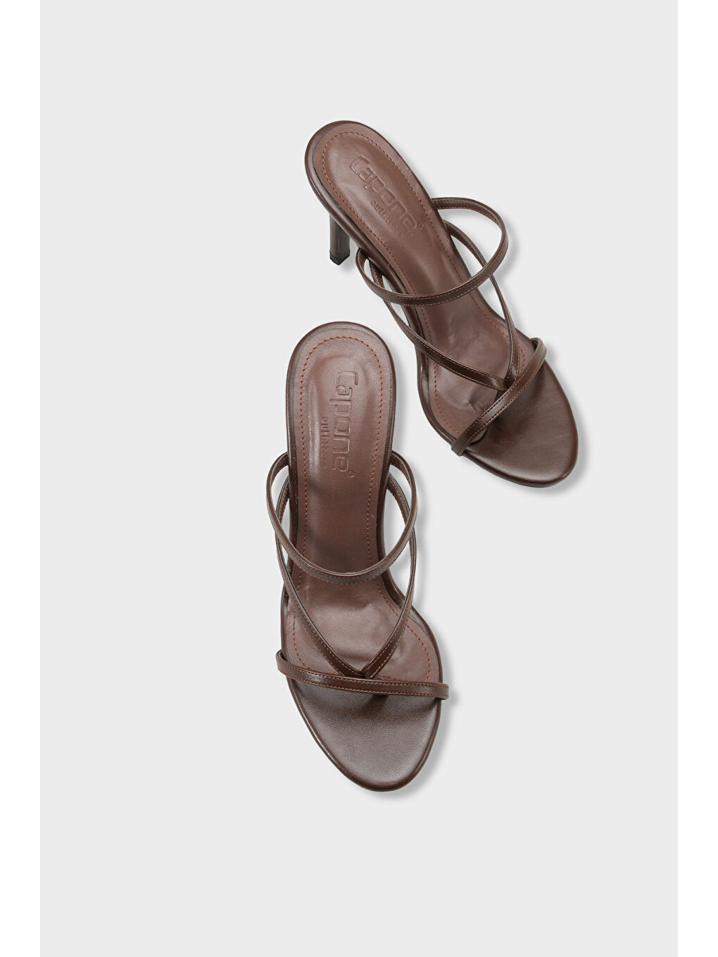 Kahverengi Vinnie Yuvarlak Burunlu Orta Topuklu Parmak Arası Kadın Terlik-6