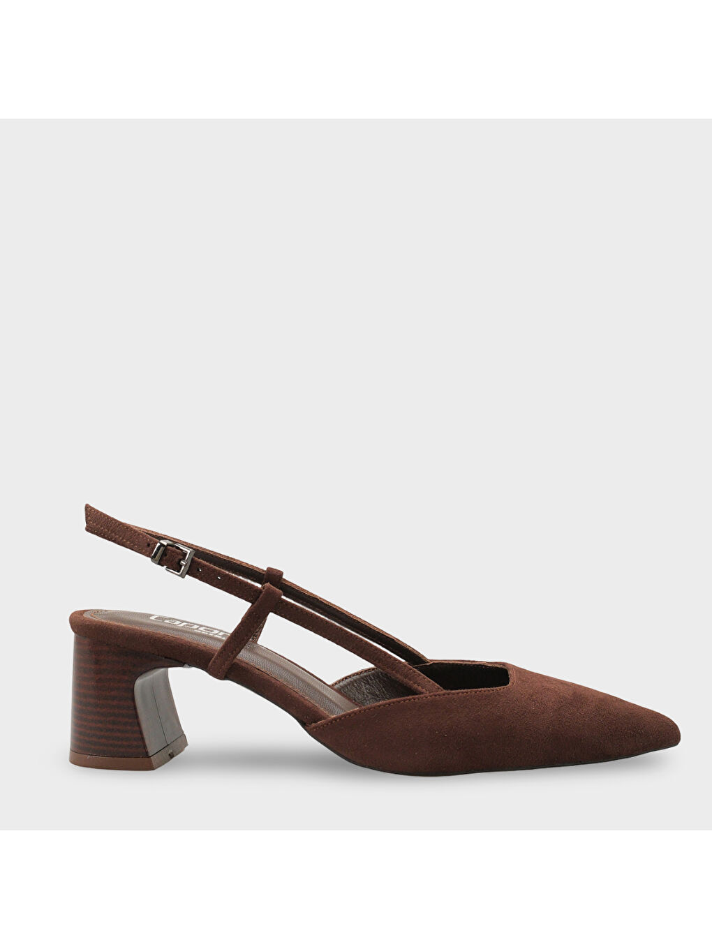 Kahverengi Phelia Hakiki Deri Astarlı Sivri Burunlu Orta Kalın Topuklu Arkası Açık Kadın Ayakkabı-1